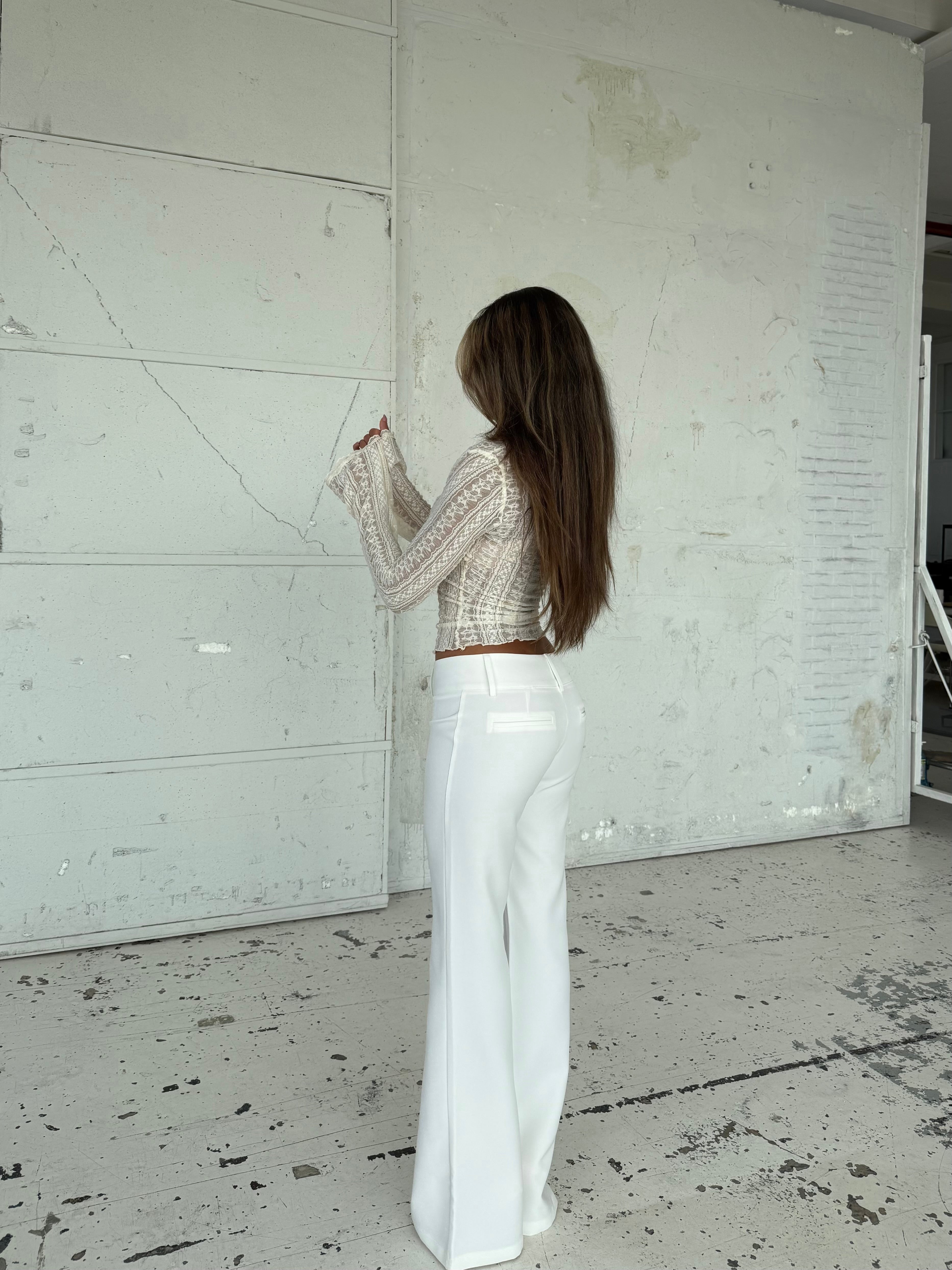 Livia low waist bukser - hvid