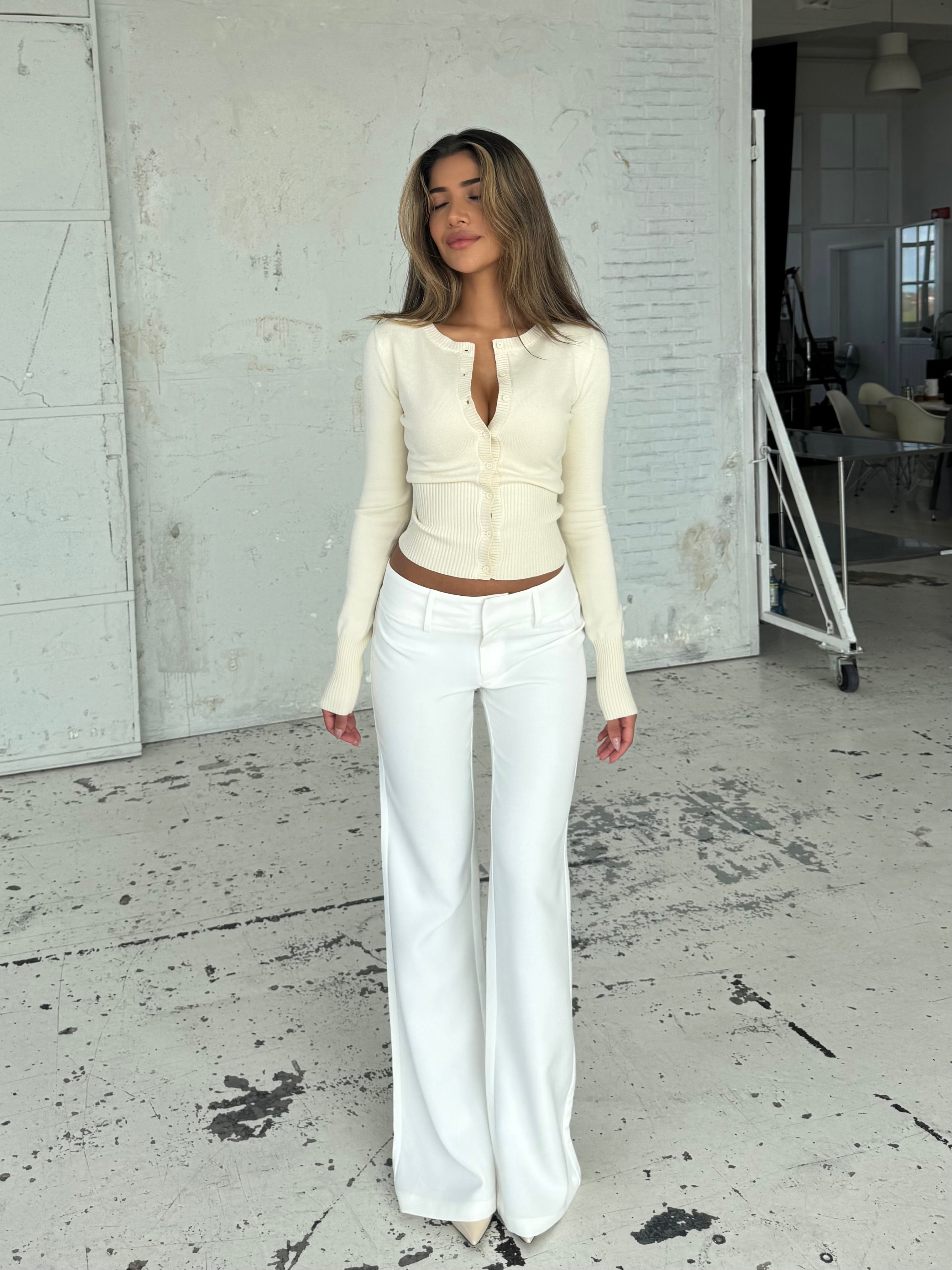 Livia low waist bukser - hvid