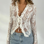 Trim lace top - hvid